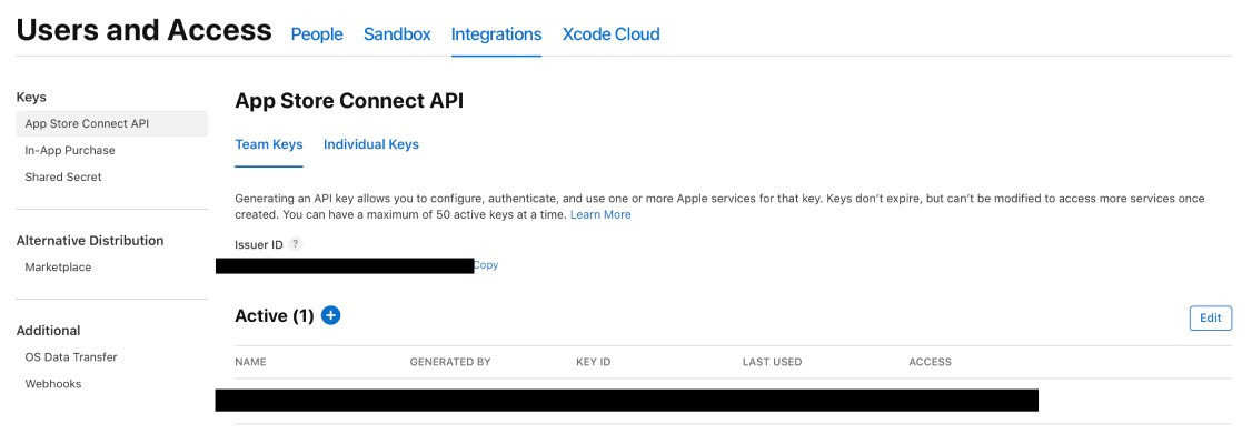 Integrations tab inside Users and Access